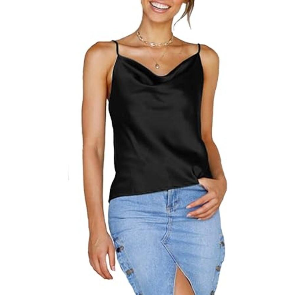 Famulily Black Sleeveless Cowl Neck Tank Top Blouse Women's Size Large